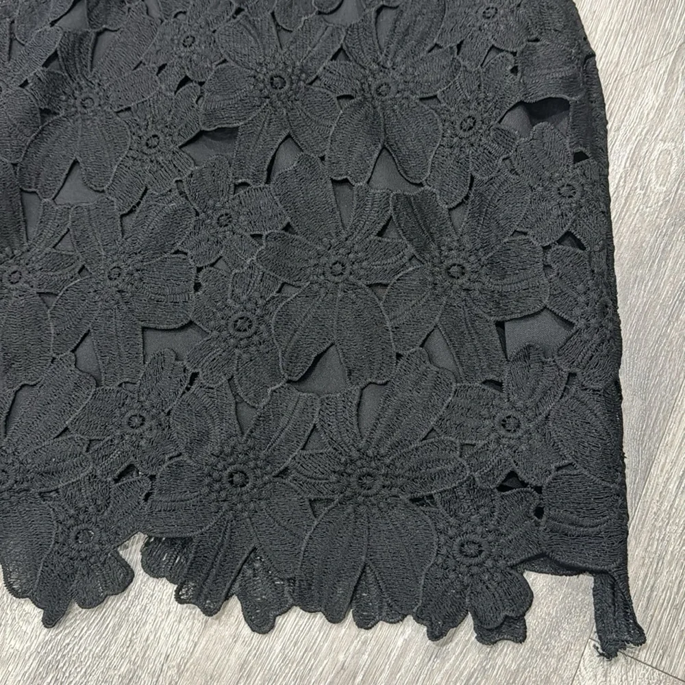 Lace Crochet ASTR The Black Label Women’s Black Sleeveless Midi Dress Medium - Picture 3 of 16